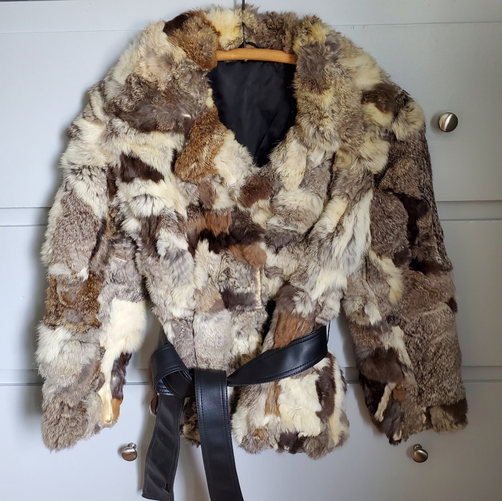 Vintage patchwork Rabbit Fur coat